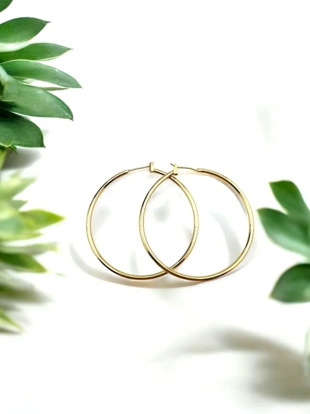 Gold Filled Hoop Earrings 2” Large Closed Hoops Statement 14K